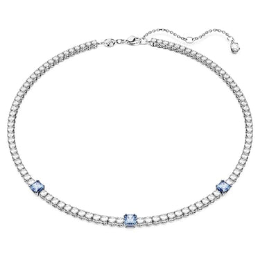 Swarovski Necklace 5666167 Matrix Tennis, Various Cuts, Blue, Rhodium-plated on Sale
